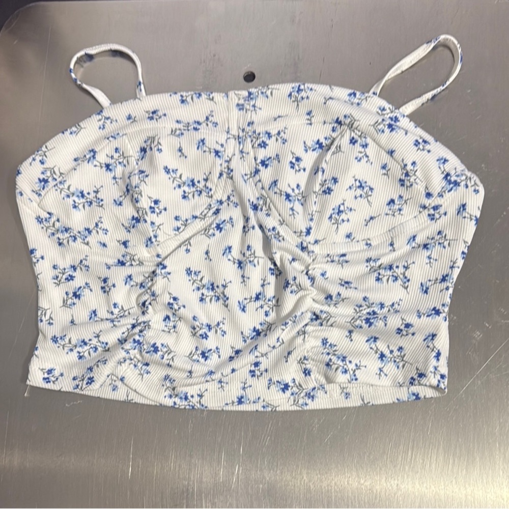 Floral Blue and White Women's Top
